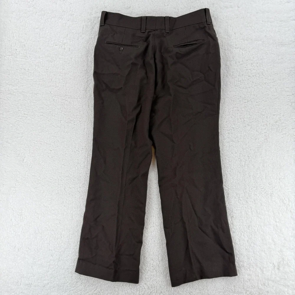 Vintage Levis Panatela Pants Mens 34x30 Brown Dress Slacks Polyester 70s (34x27)